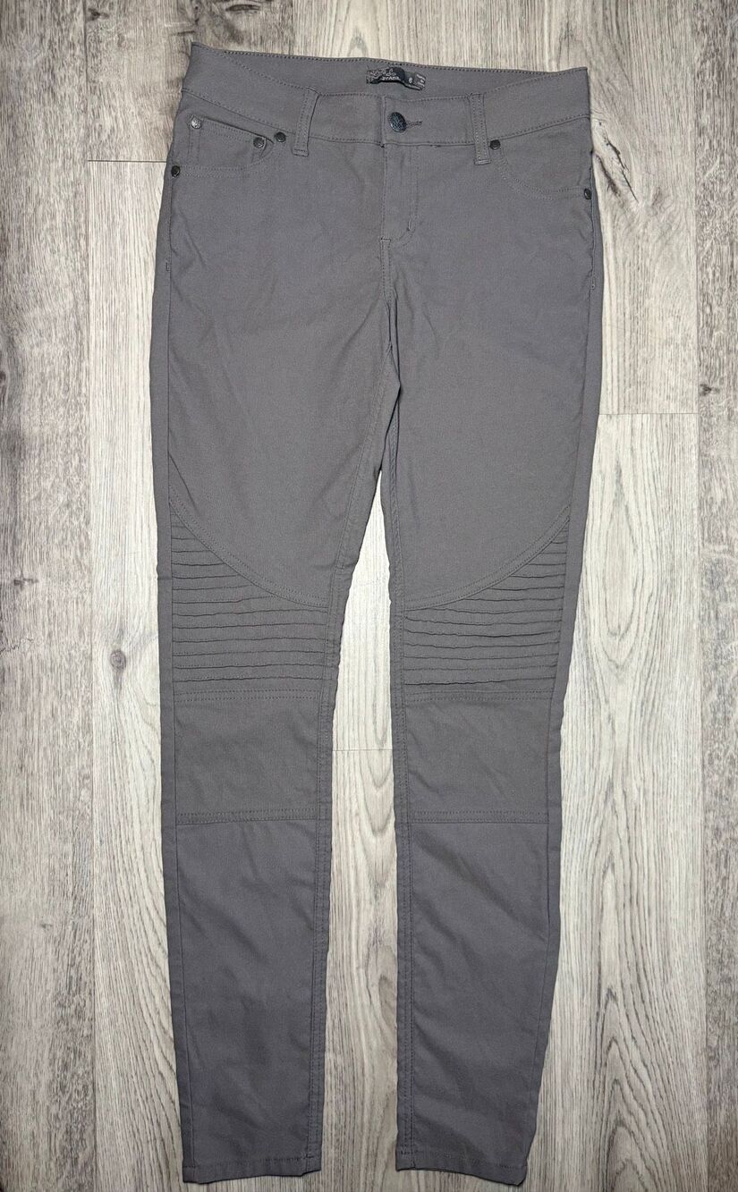 Prana Brenna Zion Skinny Pants - Gray- Size 6- Pleated Knee- Moto style - Picture 2 of 10